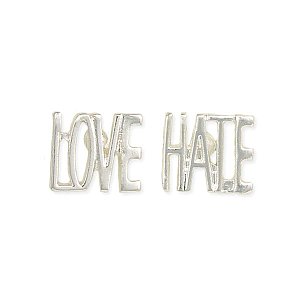 Love Hate Silver Post Earrings