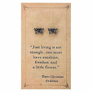 Literary Quote Butterfly Post Earrings