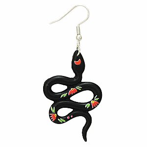 Vixen Viper Black Floral Snake Earrings