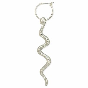 Snake Bite Silver Hoop Serpent Earrings
