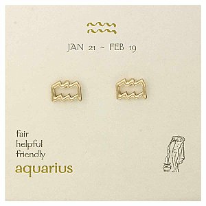 Aquarius Symbol Gold Post Earrings
