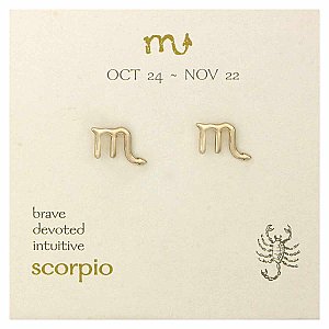Scorpio Symbol Gold Post Earrings
