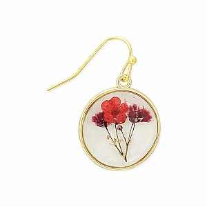 Cottage Pink Dried Flower Round Earrings