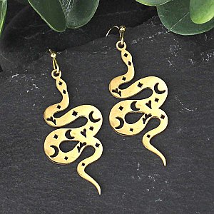 Celestial Serpent Gold Dangle Earrings
