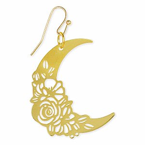 Lunar Flowers Gold Crescent Earrings