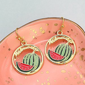 Foodie Fashion Watermelon Gold Earrings