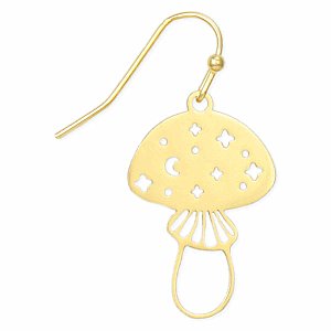 Night Sprout Gold Mushroom Earrings