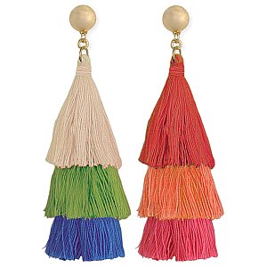 Triple Tier Colorful Tassel Earrings