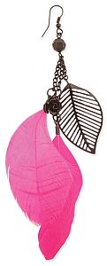 Black & Pink Feather Dangle Earring