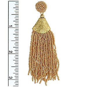 Gold Cascade Beaded Fringe Post Earrings