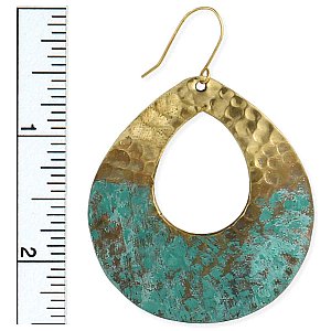 Distressed Gold Hammered Patina Teardrop Earrings