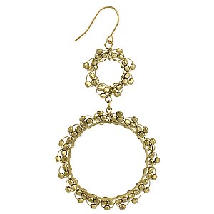 Gold Beaded Double Circles Earring