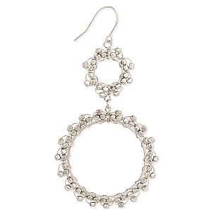 Silver Beaded Double Circles Earring