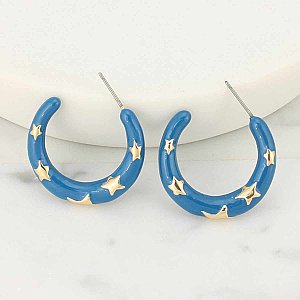 Night Skies Blue & Star Hoop Earrings