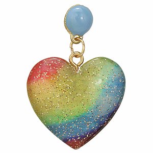 Glittery Retro Rainbow Heart Post Earrings