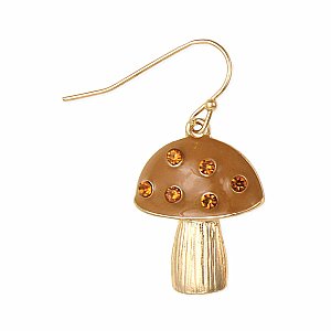 Dewdrops Orange Crystal Mushroom Earrings