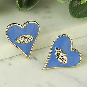 Look of Love Blue Heart Eye Post Earrings