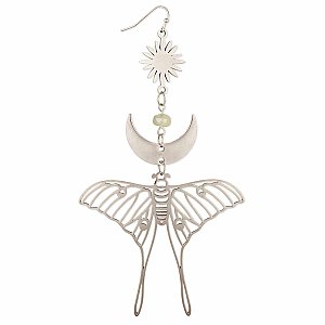 Oversized Celestial Luna Moth Silver Earrings