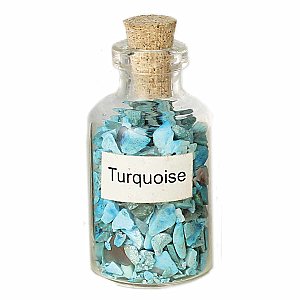 Turquoise Stone Chips in Corked Glass Bottle