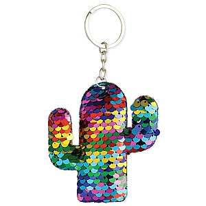 Saguaro Sunset Reversible Sequin Cactus Keychain