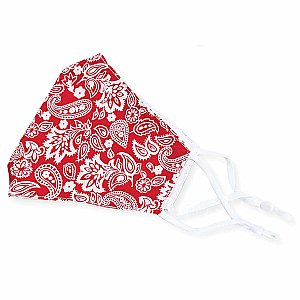 Red & White Paisley Print Face Mask