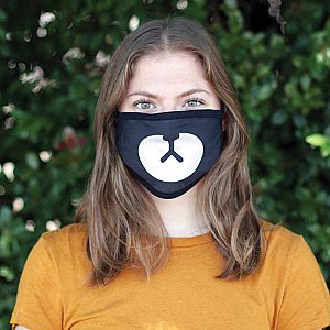 Bear With Me Print Black Cotton Face Mask