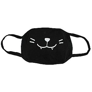 Smiling Cat Black Cotton Face Mask