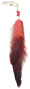 Red & Black Dangle Feather Hair Clip