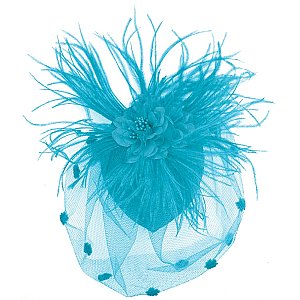 Turquoise Feather & Mesh Fascinator