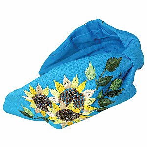 Sunflower Skies Blue Fabric Headband