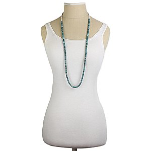 Blue Stacked Sequin Heishi Long Necklace