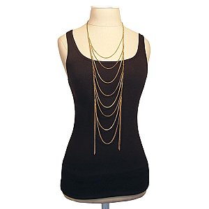 Gold Metal Chain Ladder Necklace