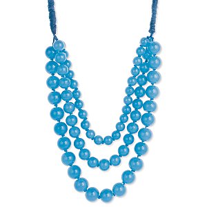 Sky Blue 3 Line Round Bead Necklace