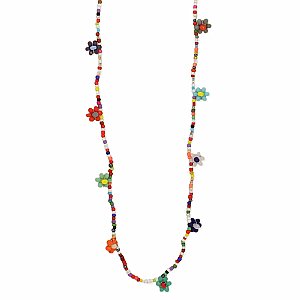 Rainbow Daisy Chain Bead Stretch Necklace