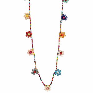 Large Daisy Chain Multi Bead Flower Necklace