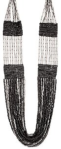 Silver & Black Bead Multi Strand Necklace