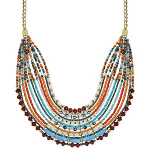 Multi Color Beaded Bib Necklace