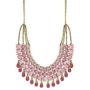 Pink Bead & Teardrop Bib Necklace