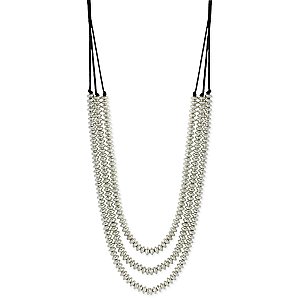 Black Cord & Silver Bead Necklace