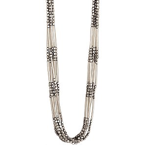 Silver Bar & Facet Bead 6 Line Necklace