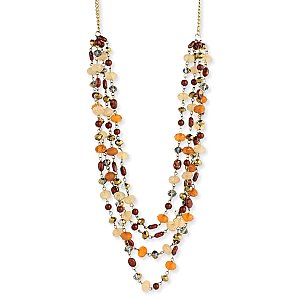 Gold, Brown & Red Bead Layer Necklace