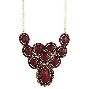 Red & Gold Bead Bib Necklace