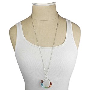 Silver & Rainbow Bead Necklace