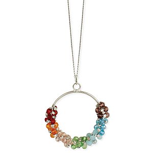 Silver & Rainbow Bead Necklace