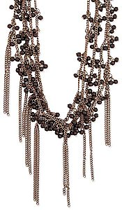 Dark Metal & Glass Black Bead Tassel Necklace
