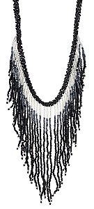 Black & White Bead Fringe Necklace