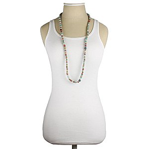 Pastel Bead Disk Long Necklace