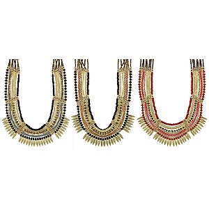 Gold & Bead Ethnic Bib Necklace
