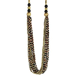 Gold, Black & Brown Bead Necklace