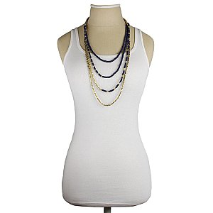 Gold & Color Bead Graduating Long Necklace